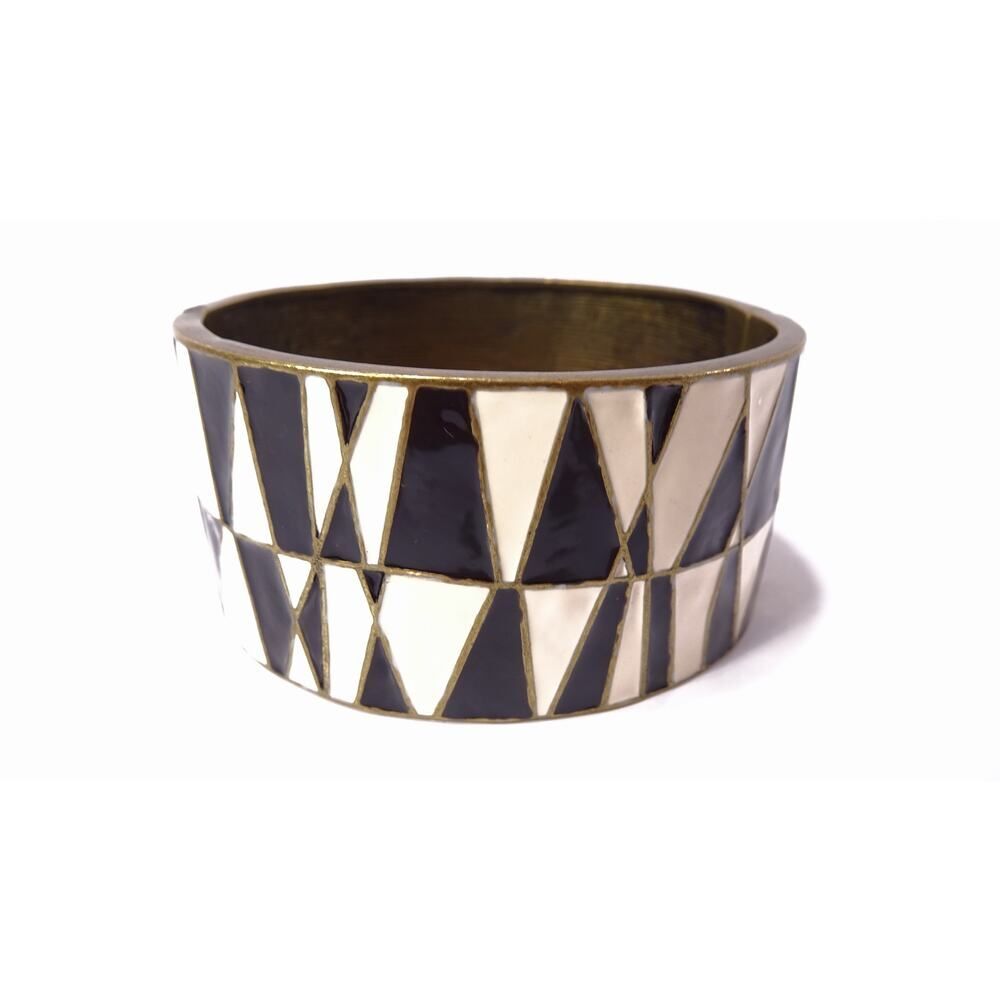 Neiman Marcus Lee Angel Enamel Zig Zag Colorblock Wide Cuff Bracelet NWT 310